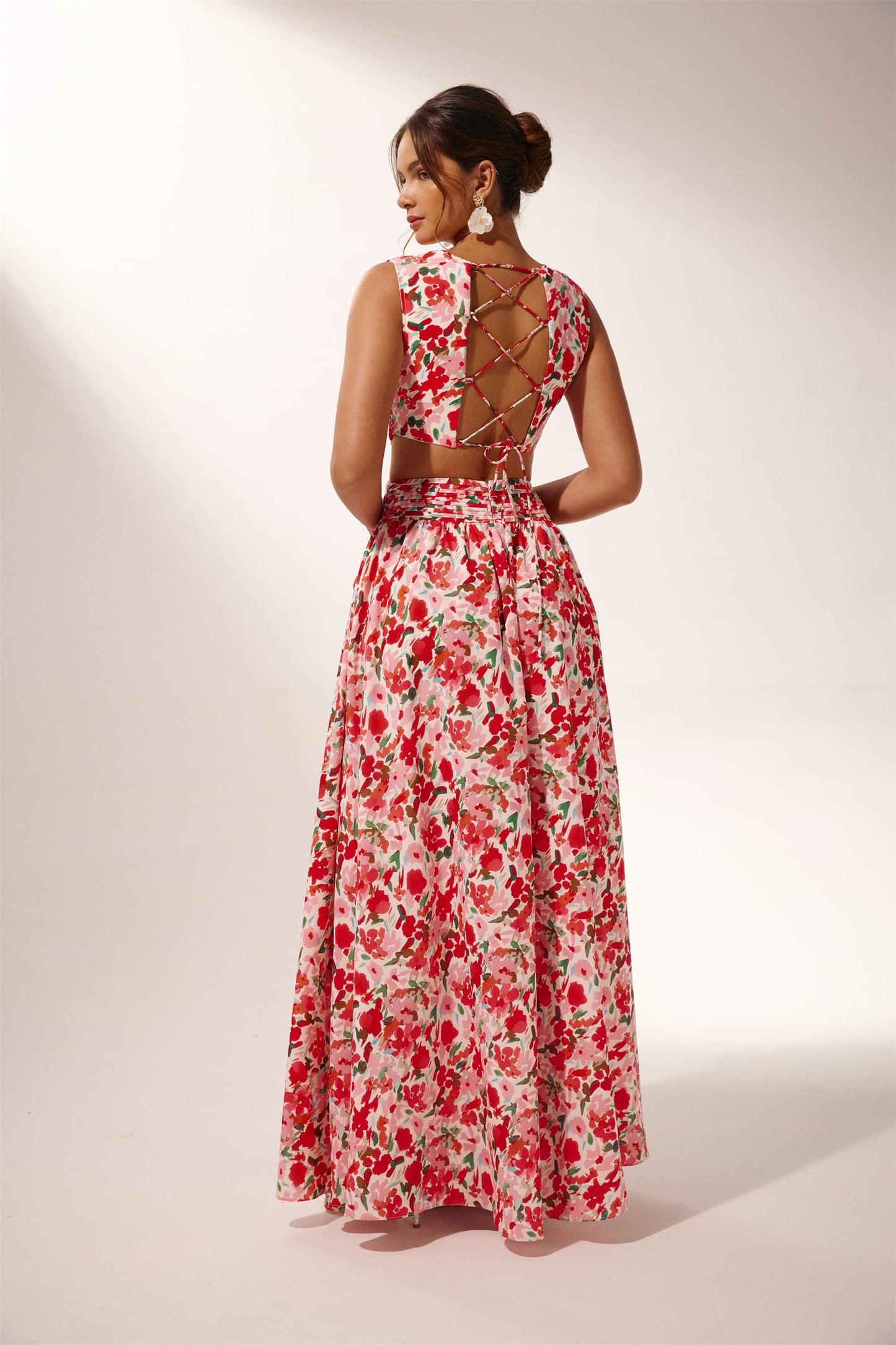 Vestido largo con aberturas y estampado floral Muriel 