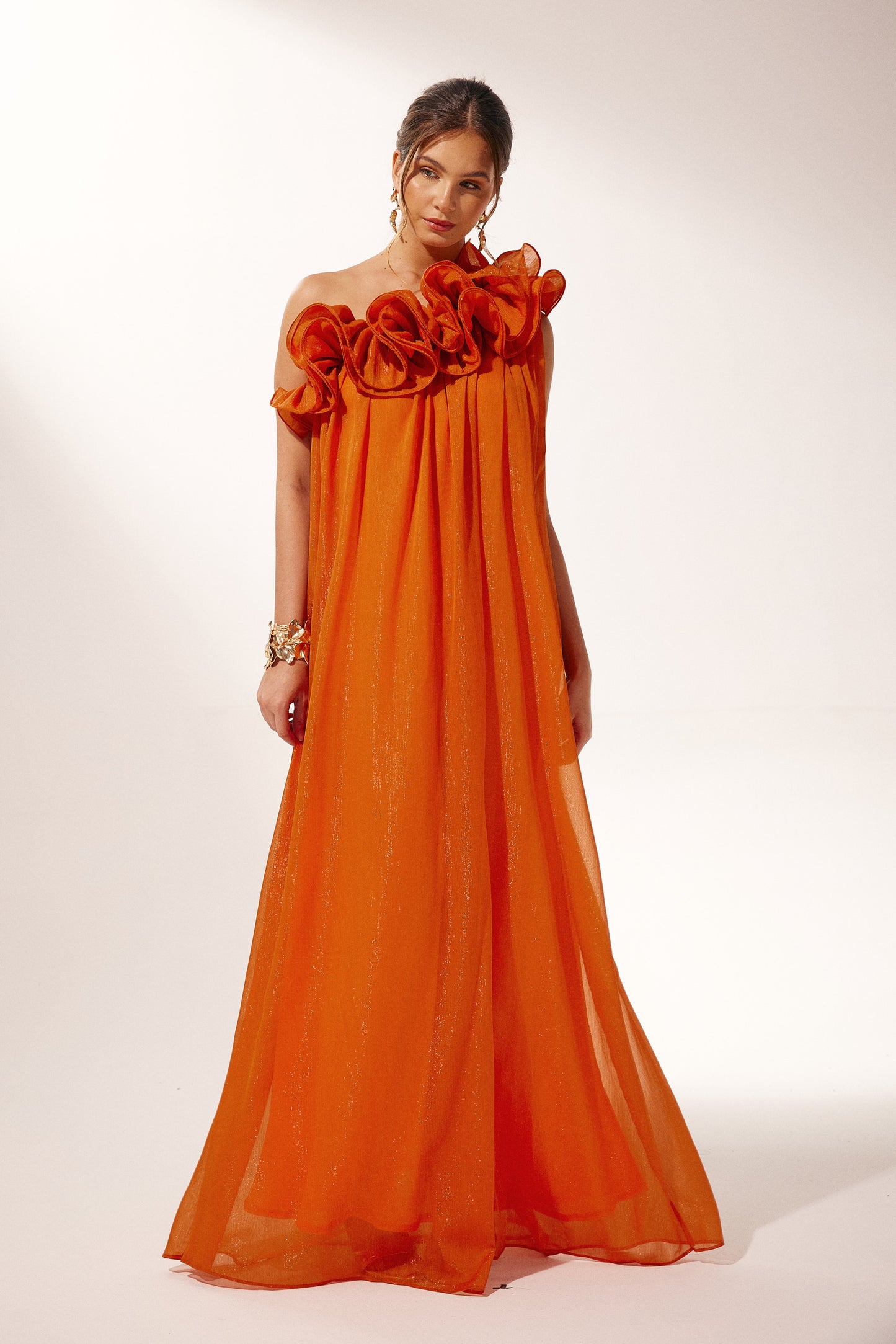 Vestido largo floral de un solo hombro Hedda 