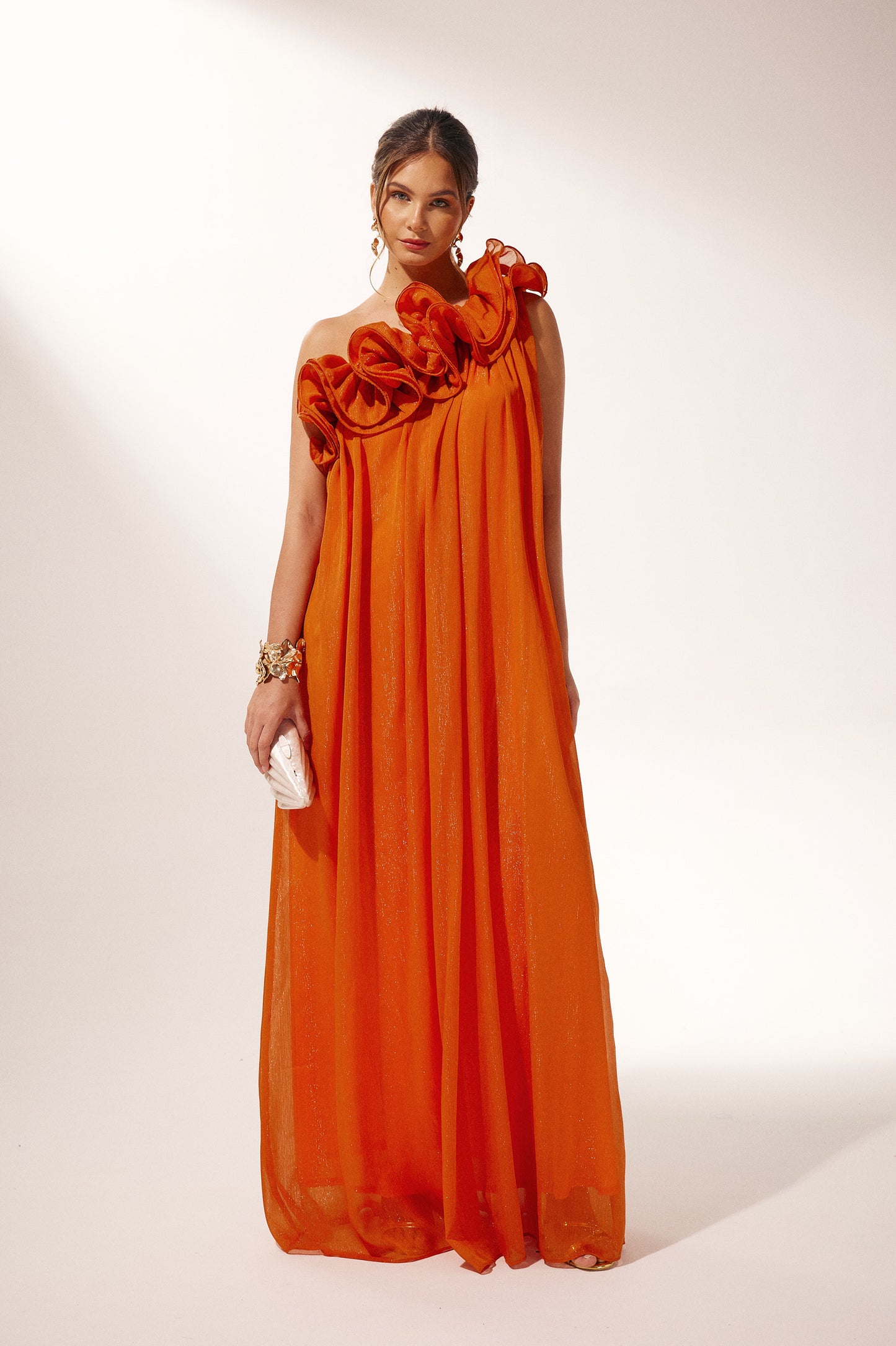 Vestido largo floral de un solo hombro Hedda 