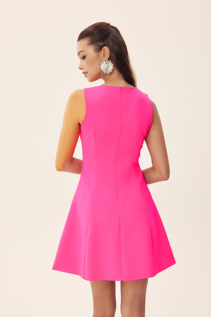Thera Sculpted Flower Square Neck Mini Dress
