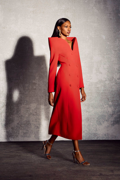 Vestido de traje midi con cuello esculpido de Audrey 