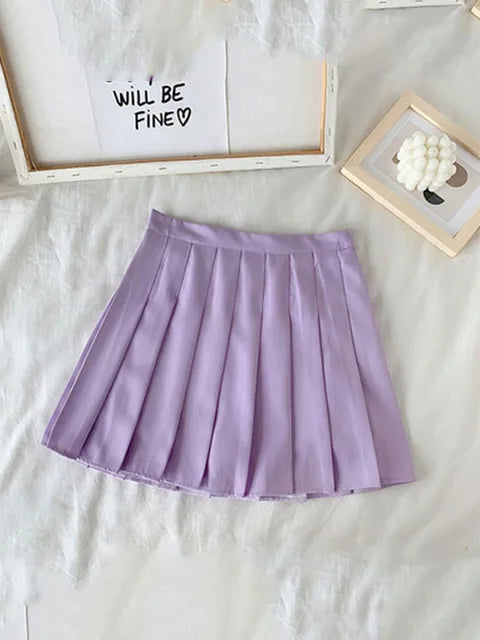 Falda negra de verano para mujer, estilo gótico, de cintura alta, antideslumbrante, plisada, corta, morada, Ulzzang, 2025