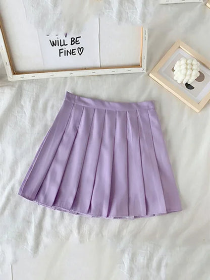Falda negra de verano para mujer, estilo gótico, de cintura alta, antideslumbrante, plisada, corta, morada, Ulzzang, 2025