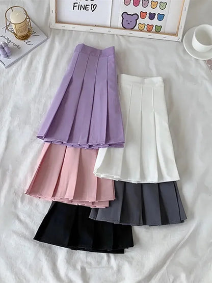 Falda negra de verano para mujer, estilo gótico, de cintura alta, antideslumbrante, plisada, corta, morada, Ulzzang, 2025