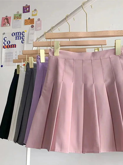 Falda negra de verano para mujer, estilo gótico, de cintura alta, antideslumbrante, plisada, corta, morada, Ulzzang, 2025