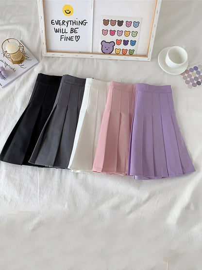Falda negra de verano para mujer, estilo gótico, de cintura alta, antideslumbrante, plisada, corta, morada, Ulzzang, 2025