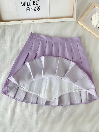 Falda negra de verano para mujer, estilo gótico, de cintura alta, antideslumbrante, plisada, corta, morada, Ulzzang, 2025