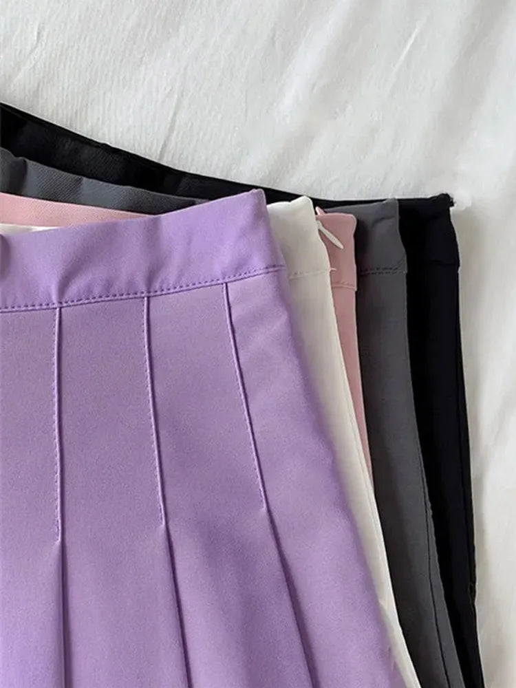Falda negra de verano para mujer, estilo gótico, de cintura alta, antideslumbrante, plisada, corta, morada, Ulzzang, 2025