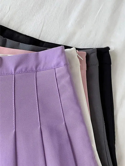 Falda negra de verano para mujer, estilo gótico, de cintura alta, antideslumbrante, plisada, corta, morada, Ulzzang, 2025
