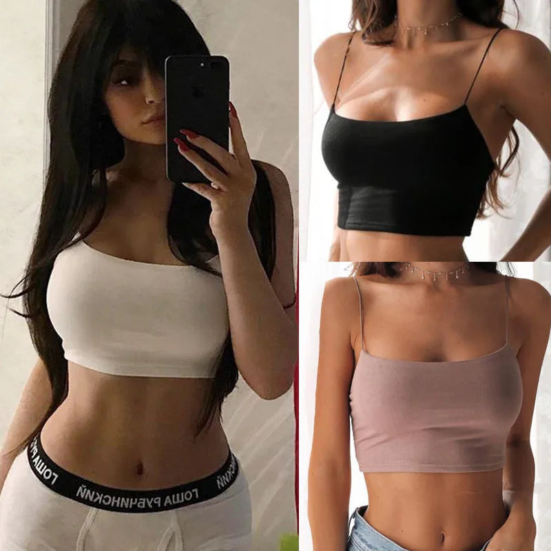 2025 New Fashion Women Sexy Crop Tops Solid Summer Camis Women Casual Tank Tops Vest Sleeveless Crop Tops blusas