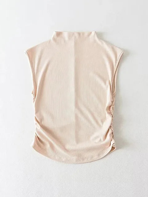 2025 Summer Black Turtleneck Crop Tank Top Pink Purple Solid Sleeveless Women Tee Tshirt Rave Outfits E Girl Colorful