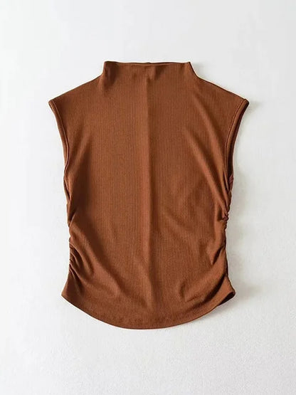 2025 Summer Black Turtleneck Crop Tank Top Pink Purple Solid Sleeveless Women Tee Tshirt Rave Outfits E Girl Colorful