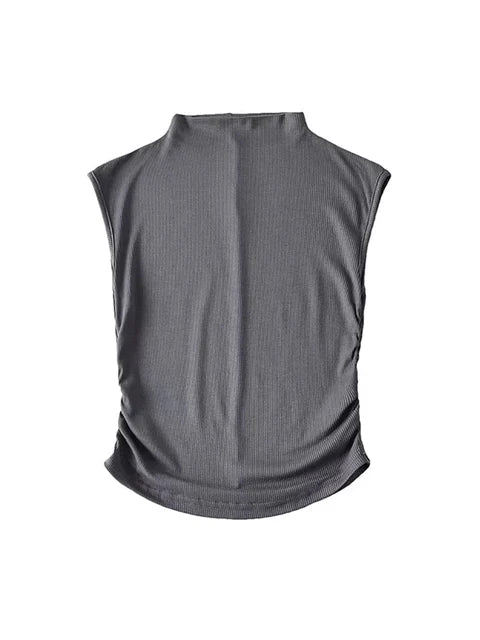 2025 Summer Black Turtleneck Crop Tank Top Pink Purple Solid Sleeveless Women Tee Tshirt Rave Outfits E Girl Colorful