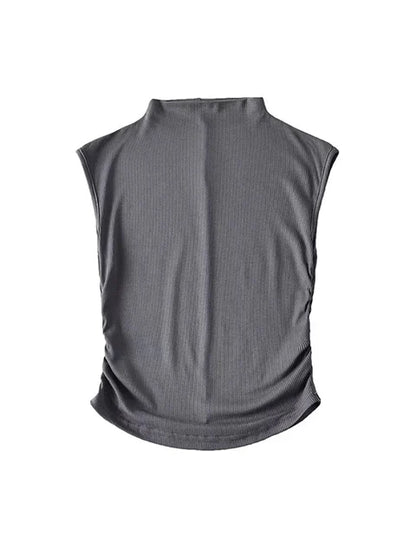2025 Summer Black Turtleneck Crop Tank Top Pink Purple Solid Sleeveless Women Tee Tshirt Rave Outfits E Girl Colorful
