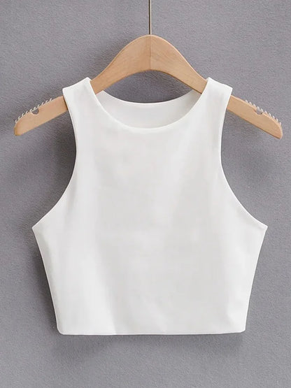 2025 Summer Fashion Women Sexy Slim Tops O-neck Sleeveless Double Nylon Ladies Good Quality Tank Tops 6 Colors