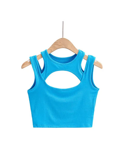 2025 Summer NEW Arrival Women Solid Color Sexy Causal 2 Piece Croped-Tops Tanks For Ladies
