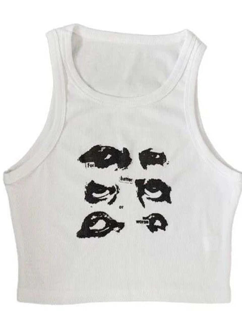 2025 Summer Print Personality Bright Color Sleeveless Y2k Clothes Vintage Sleeveless Tank Top Aesthetic Harajuku Streetwear Slim