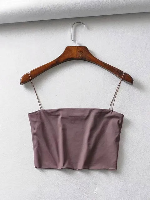 2025 Summer Women’s Crop Top Sexy Elastic Cotton Camis sleeveless Short Tank Top Bar