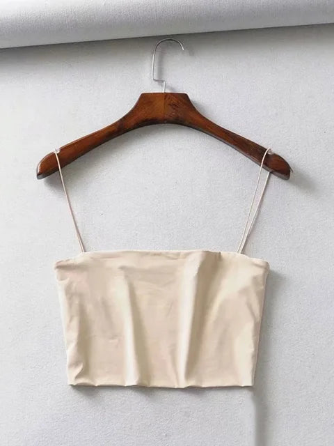 2025 Summer Women’s Crop Top Sexy Elastic Cotton Camis sleeveless Short Tank Top Bar