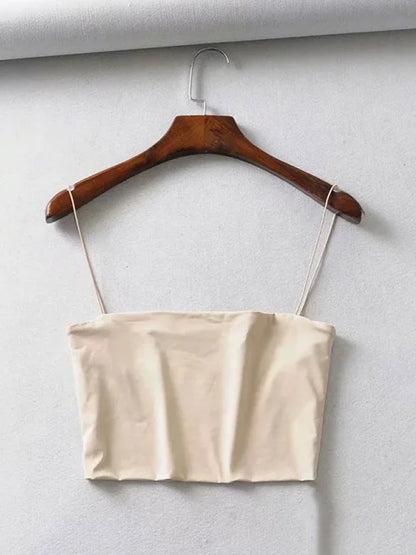 2025 Summer Women’s Crop Top Sexy Elastic Cotton Camis sleeveless Short Tank Top Bar