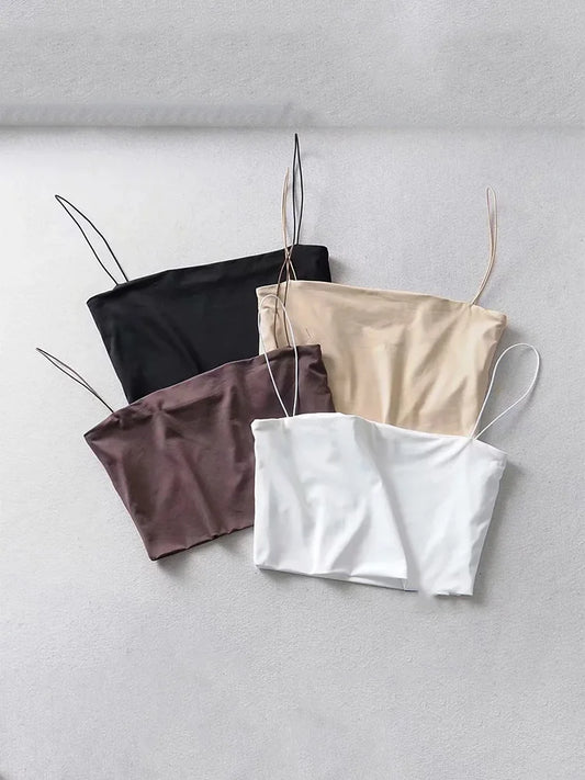 2025 Summer Women’s Crop Top Sexy Elastic Cotton Camis sleeveless Short Tank Top Bar