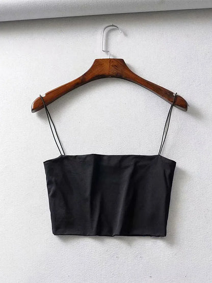 2025 Summer Women’s Crop Top Sexy Elastic Cotton Camis sleeveless Short Tank Top Bar