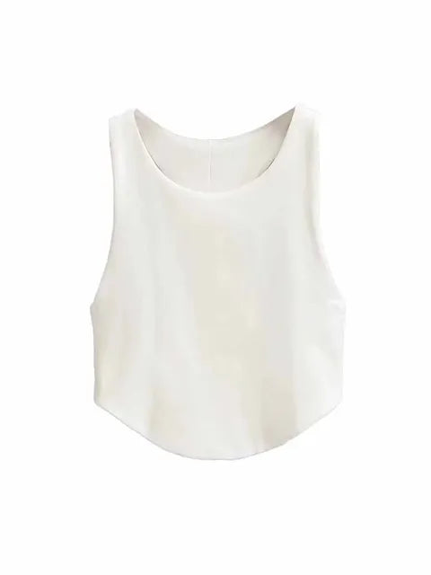 Top corto sexy de verano 2025 con doble curva para mujer, sin mangas, ajustado y con hombros estrechos y espalda descubierta