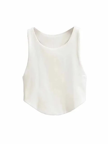 Top corto sexy de verano 2025 con doble curva para mujer, sin mangas, ajustado y con hombros estrechos y espalda descubierta