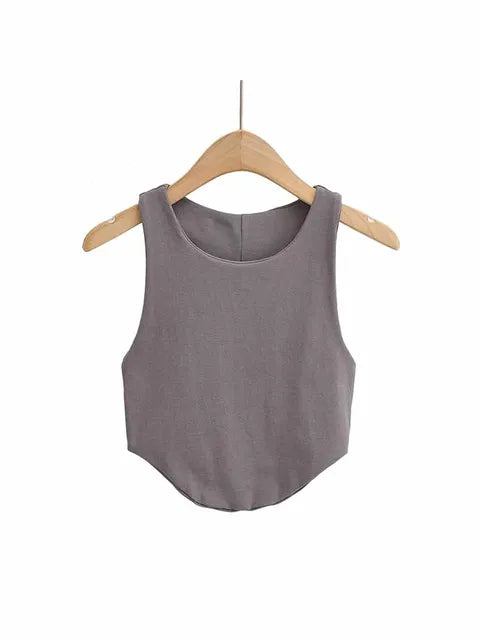 Top corto sexy de verano 2025 con doble curva para mujer, sin mangas, ajustado y con hombros estrechos y espalda descubierta