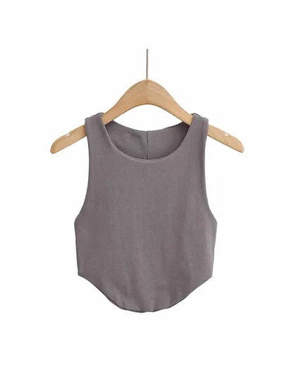 Top corto sexy de verano 2025 con doble curva para mujer, sin mangas, ajustado y con hombros estrechos y espalda descubierta