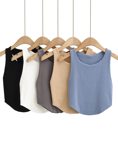 Top corto sexy de verano 2025 con doble curva para mujer, sin mangas, ajustado y con hombros estrechos y espalda descubierta