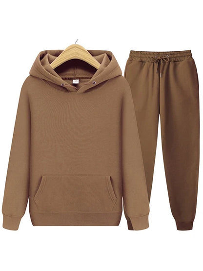 2025 new Men’s ladies casual wear suit sportswear suit solid color pullover + pants suit autumn and winter fashion suit
