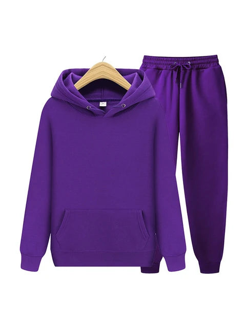 2025 new Men’s ladies casual wear suit sportswear suit solid color pullover + pants suit autumn and winter fashion suit