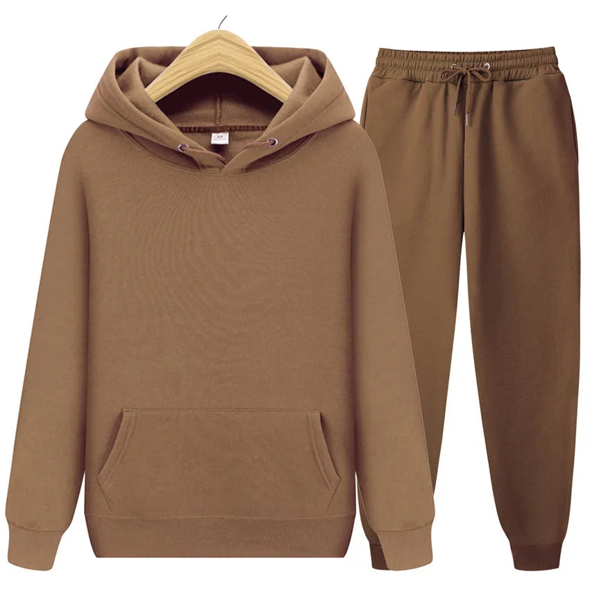 2025 new Men’s ladies casual wear suit sportswear suit solid color pullover + pants suit autumn and winter fashion suit
