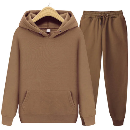 2025 new Men’s ladies casual wear suit sportswear suit solid color pullover + pants suit autumn and winter fashion suit