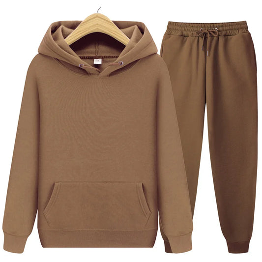 2025 new Men’s ladies casual wear suit sportswear suit solid color pullover + pants suit autumn and winter fashion suit