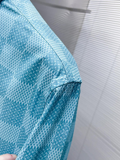 LV BLUE DAMIER LONG-SLEEVED SHIRT 238816