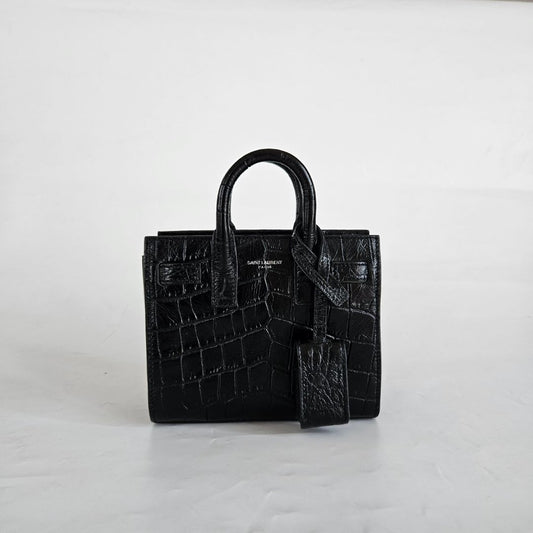 Saint Laurent Toy Sac De Jour Bag in Crocodile Embossed Leather