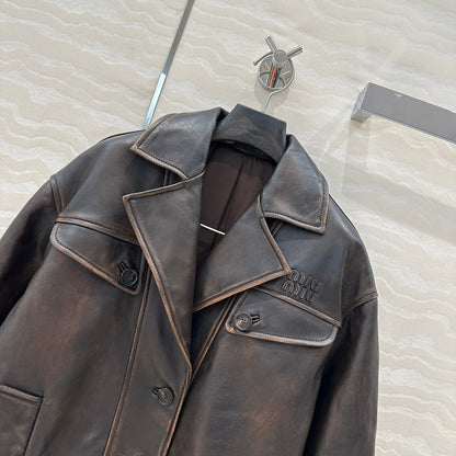 Miumiu 25 Jacket Black Brown Lambskin