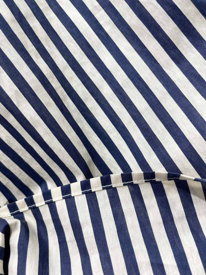 Miu Miu Striped Letter Embroidered Shirt Blue White Cotton