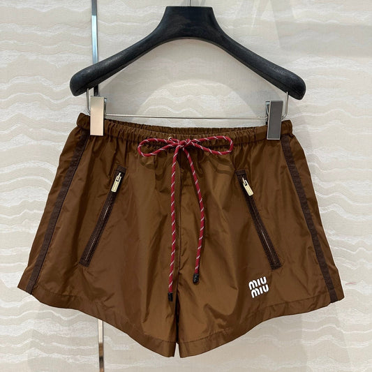 Miu Miu 25 Sport Short Cocoa Brown Technical Fabric