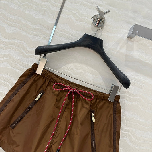 Miu Miu 25 Sport Short Cocoa Brown Technical Fabric