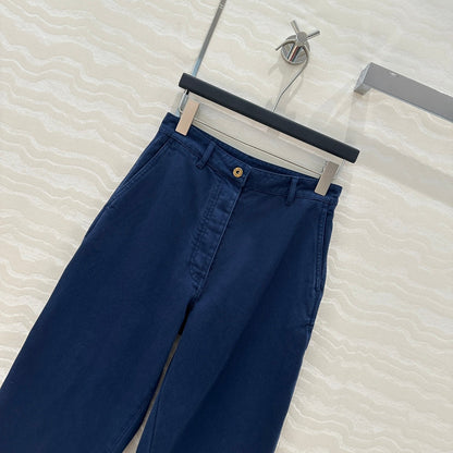 Miu Miu 25 Straight Pants Blue Cotton