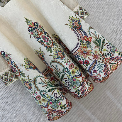 Zimmerman Midi Dress Beige Embroidered with Floral Patterns Cotton 226185