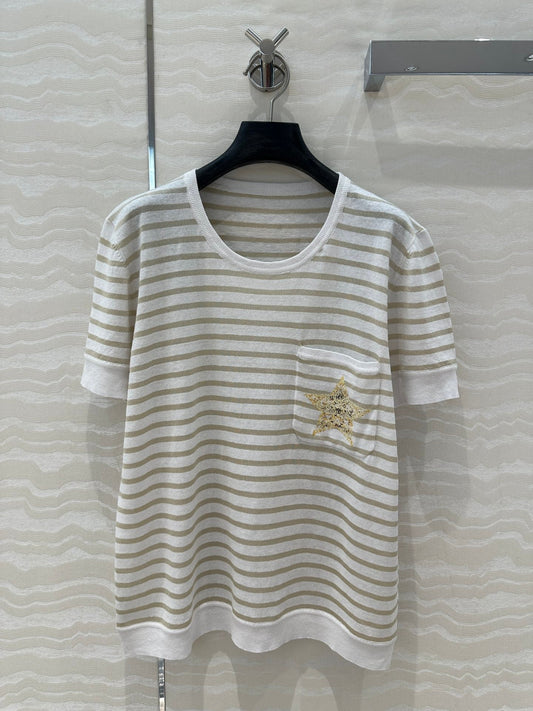 CD Short-sleeved T-shirt beige yellow Linen Viscose