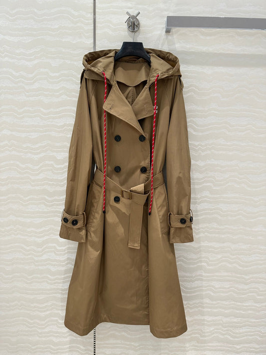 Miu Miu 25 Long Windbreaker Khaki Polyester