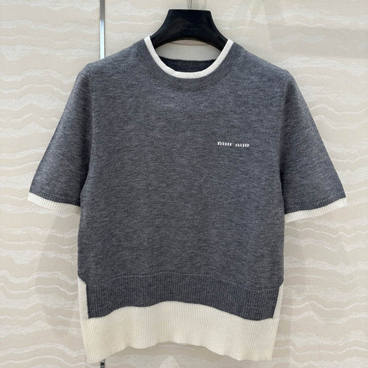 Miu Miu 25 Knitted Sweater Gray Wool