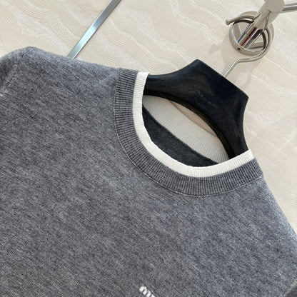 Miu Miu 25 Knitted Sweater Gray Wool