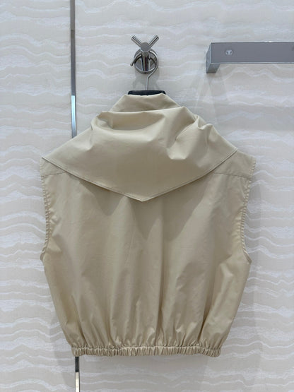 Miu Miu 25 Bow Tie Vest Shirt beige Cotton