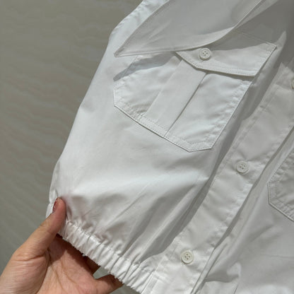 Miu Miu 25 Bow Tie Vest Shirt White Cotton